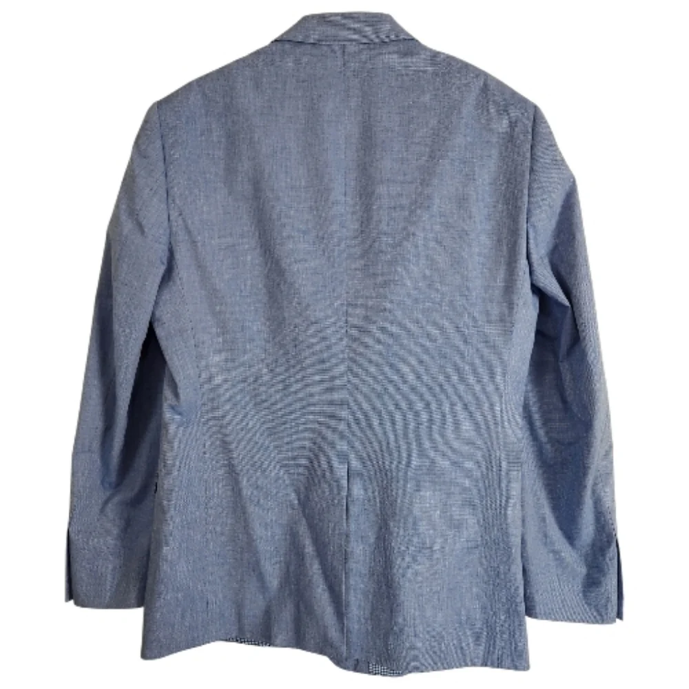 Saddlebred Business Casual Blue Chambray Sports Coat Cotton Size 40R